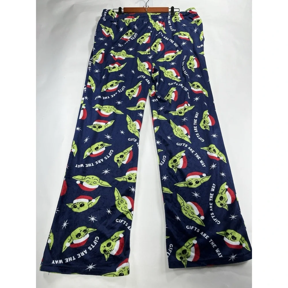 Star‎ Wars The Child Christmas Pajama Pants Men's 2XL Baby Yoda Grogu Blue Minky